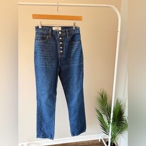 Reformation high waisted jeans size 25 Cynthia button fly straight jeans